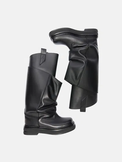 Attico Passeggiata Black Boots With Heel-tab And Rubber Sole In Leather Woman