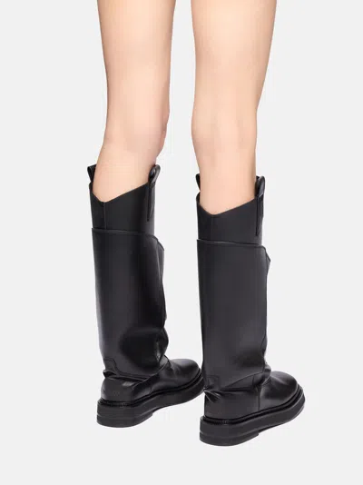 Attico Passeggiata Black Boots With Heel-tab And Rubber Sole In Leather Woman