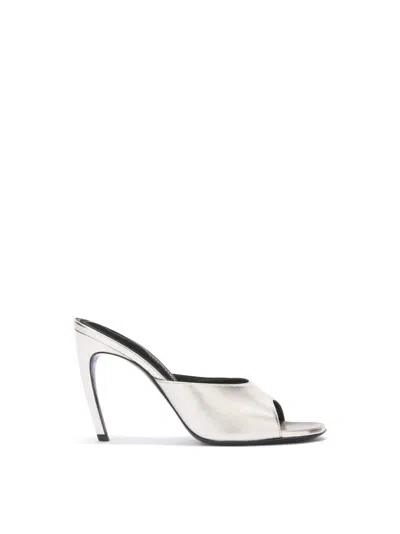 Attico Betta 95 Metallic Leather Mules In Animal Print