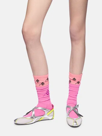 Attico Floor 01 Multicolor Ballet Shoes With Logo On The Side And Cut-out Design In Fabric Woman In Multi