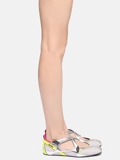 Attico Floor 01 Multicolor Ballet Shoes With Logo On The Side And Cut-out Design In Fabric Woman In Multi