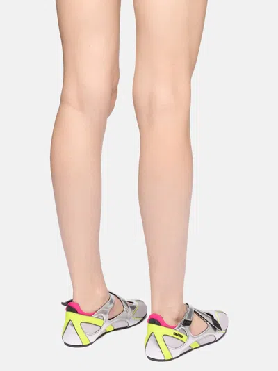 Attico Floor 01 Multicolor Ballet Shoes With Logo On The Side And Cut-out Design In Fabric Woman In Multi