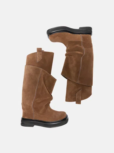 Attico 35mm Passeggiata Suede Knee-high Boots In Animal Print