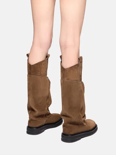 Attico 35mm Passeggiata Suede Knee-high Boots In Animal Print