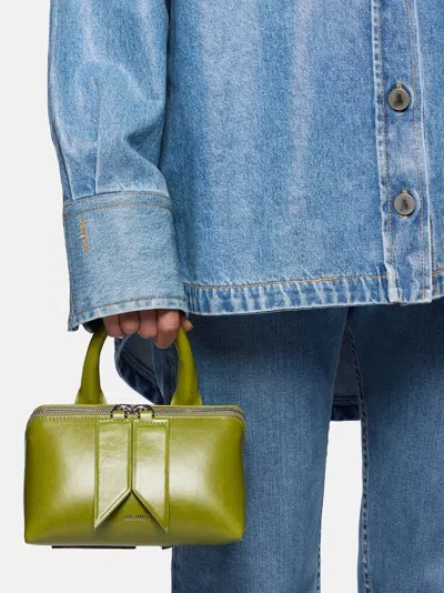 Attico Mini Friday Leather Top Handle Bag In Green