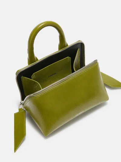 Attico Mini Friday Leather Top Handle Bag In Green