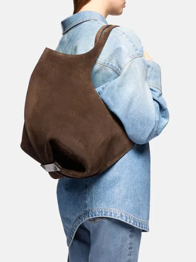 Attico Shoulder Bag ''la Scoop'' Dark Brown In Red