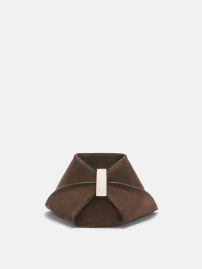 Attico Shoulder Bag ''la Scoop'' Dark Brown In Red