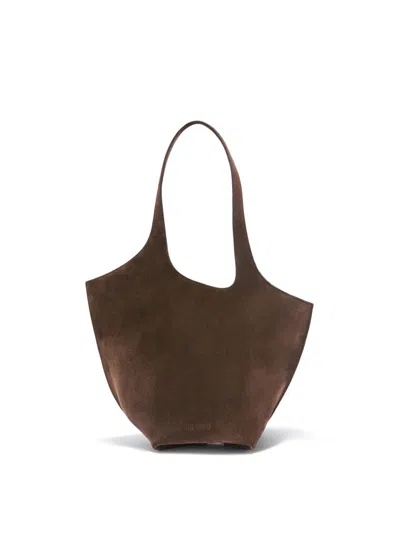 Attico Shoulder Bag ''la Scoop'' Dark Brown In Red