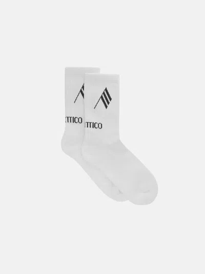 Attico White Stretch Cotton Blend Socks In White