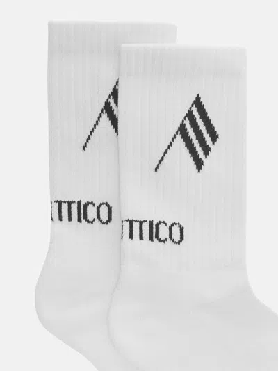 Attico White Stretch Cotton Blend Socks In White