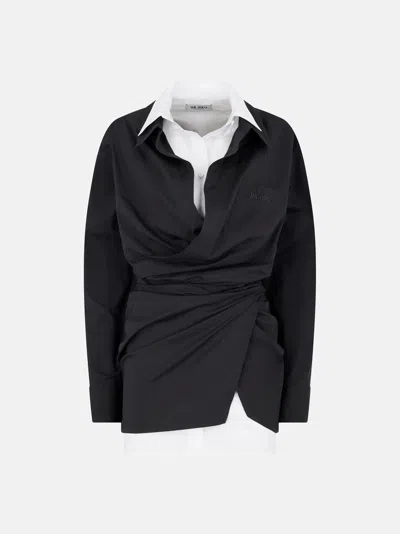 Attico Black And White Mini Dress In Black
