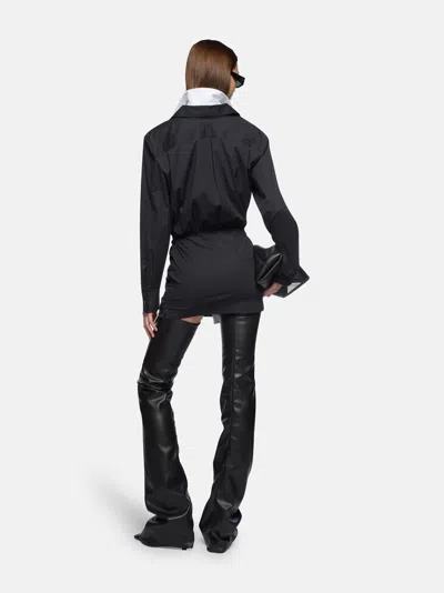 Attico Black And White Mini Dress In Black