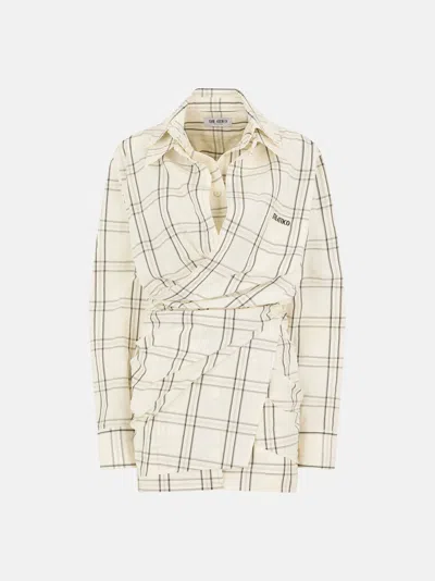 Attico White And Black Mini Dress In Multi