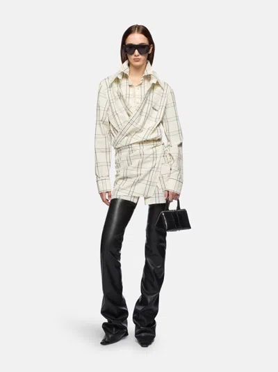 Attico White And Black Mini Dress In Multi