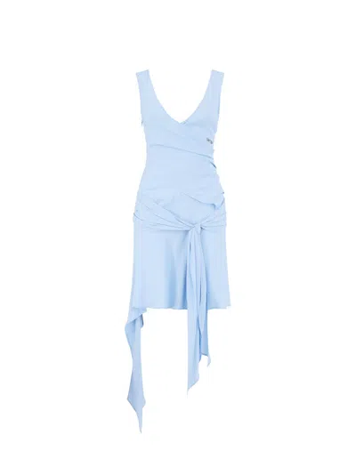 Attico Baby Blue Mini Dress In Blue