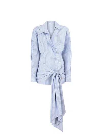 Attico Light Blue And White Mini Dress In Blue