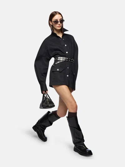 Attico The  Dresses Gend - Black Mini Dress Black Main Material: 57% Cotton 37% Modal 4% Elastomultie In Black