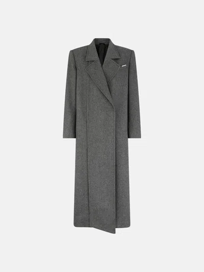 Attico Dark Grey Long Coat In Gray