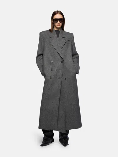 Attico Dark Grey Long Coat In Gray