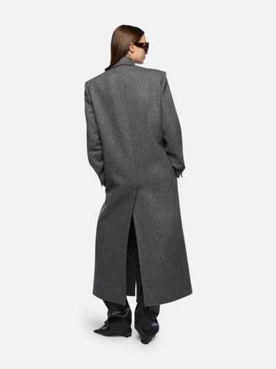 Attico Dark Grey Long Coat In Gray
