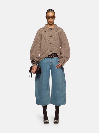 Attico Cardigan Dark Brown E White In Brown