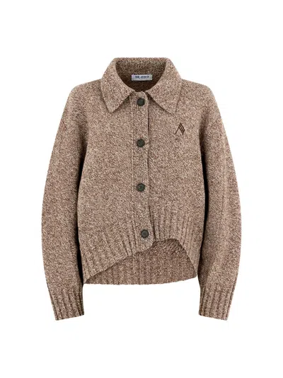 Attico Cardigan Dark Brown E White In Brown
