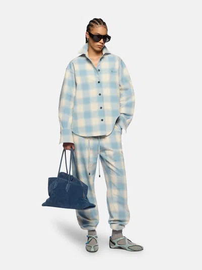 Attico Light Blue And White Long Pant In Multi