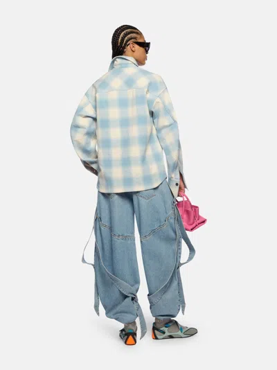 Attico Wide Light Blue Jeans With Ribbons