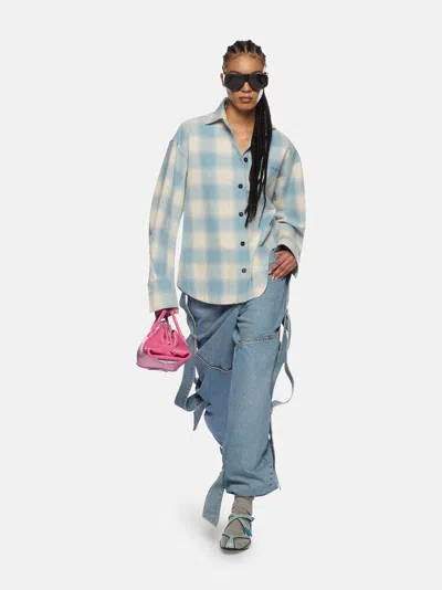 Attico Wide Light Blue Jeans With Ribbons