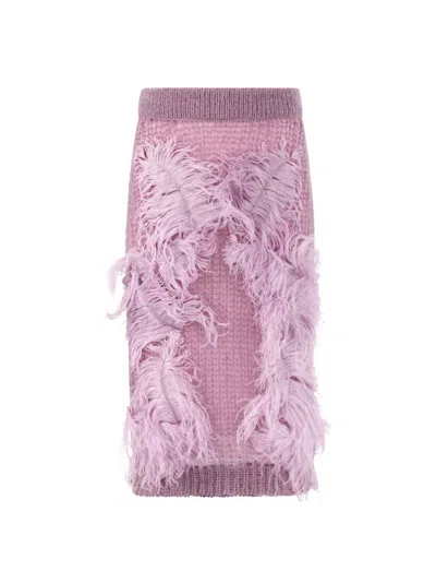 Attico The  Skirts Gend - Light Mauve Midi Skirt Light Mauve Main Material: 46% Mohair 36% Polyamide  In Pink