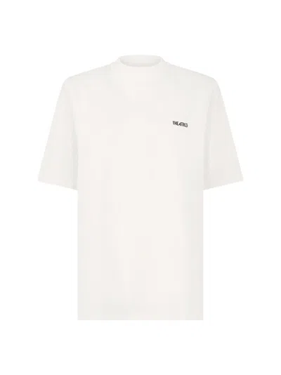 Attico Short Sleeve Crew Neck Straight Hem Top In White