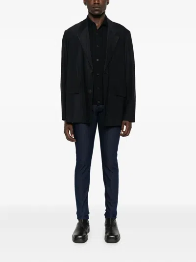 Emporio Armani Travel Essentials Plain-knit Virgin-wool Cardigan In Black