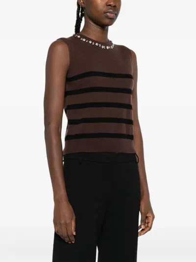 Ermanno Wool Vest In Brown