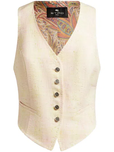 Etro Slub Waistcoat In Neutral