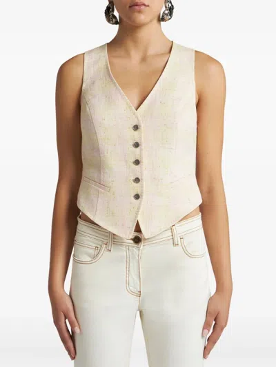 Etro Slub Waistcoat In Neutral