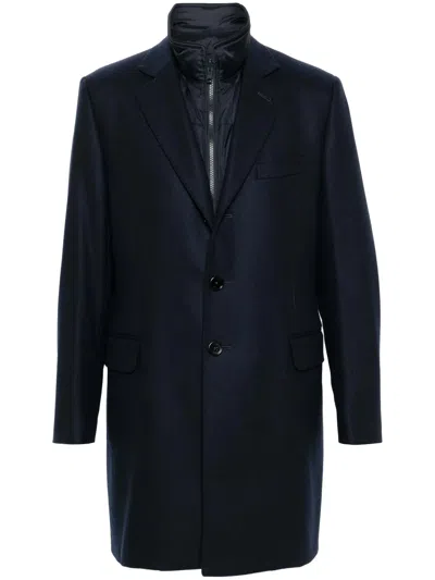 Fay Wool And Cashmere Double Coat In Black