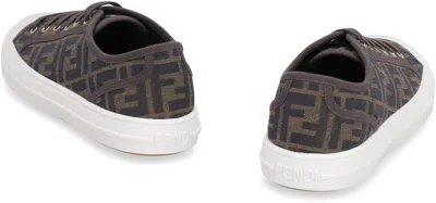 Fendi Men Brown Sneaker With All-over Ff Motif In Fabric Man In Black