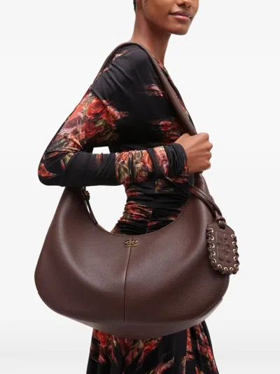 Ganni Medium Hobo Tote Bag In Orange