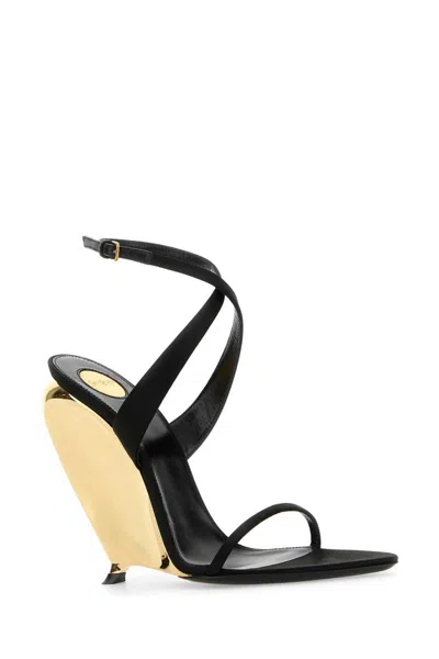 Saint Laurent Women Tallulah 110 Satin Sandals With Sculptural Wedge Heel In Multi