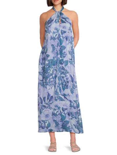 Simkhai Women's Ayra Halter Maxi Dress Cover-up In Blue