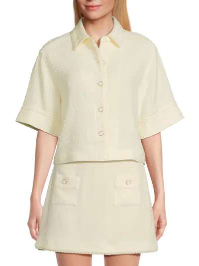 Simkhai Khloe Short Sleeve Button Down Top In Multi