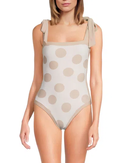 Simkhai Piper Polka-dot Swimsuit In Neutral
