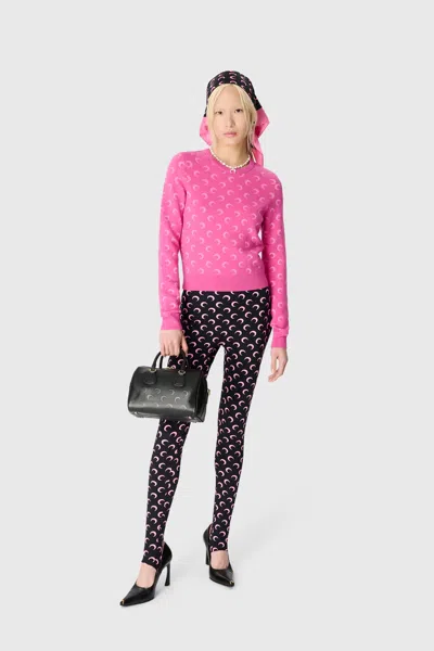 Marine Serre Marine Greenhouses Leggings With Crescent Motif In Black
