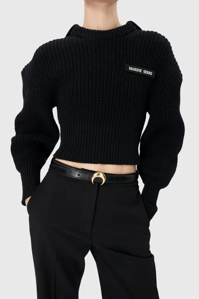 Marine Serre Ms Moon Belt Woman Black In Black