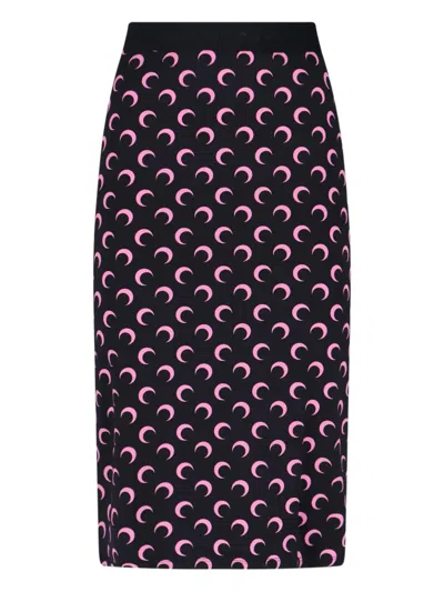 Marine Serre Mid-length Skirt With Elastic Waistband And Print