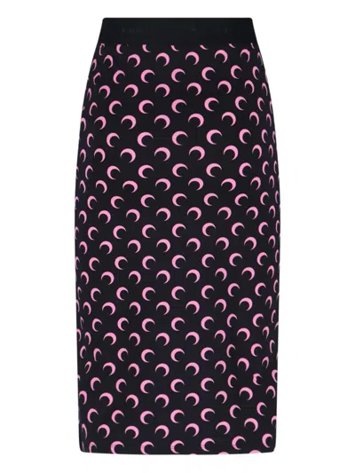 Marine Serre Mid-length Skirt With Elastic Waistband And Print