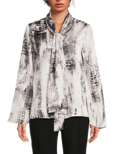 Dkny Women's Abstract Print Blouse In Gray
