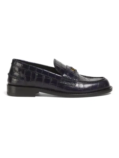 Roberto Cavalli Women's Croc-embossed Leather Penny Loafers In Black