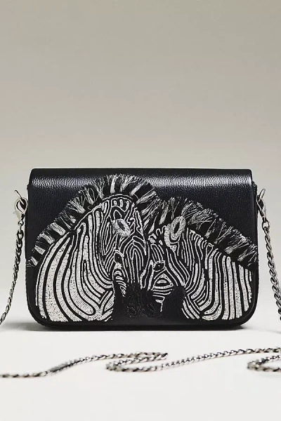 Deepa Gurnani Zebra Clutch In Black